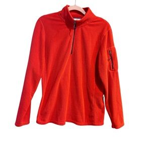 Orvis Trout Bum 1/4 Zip Waffle Knit Fleece Pullover Orange Women Sz L